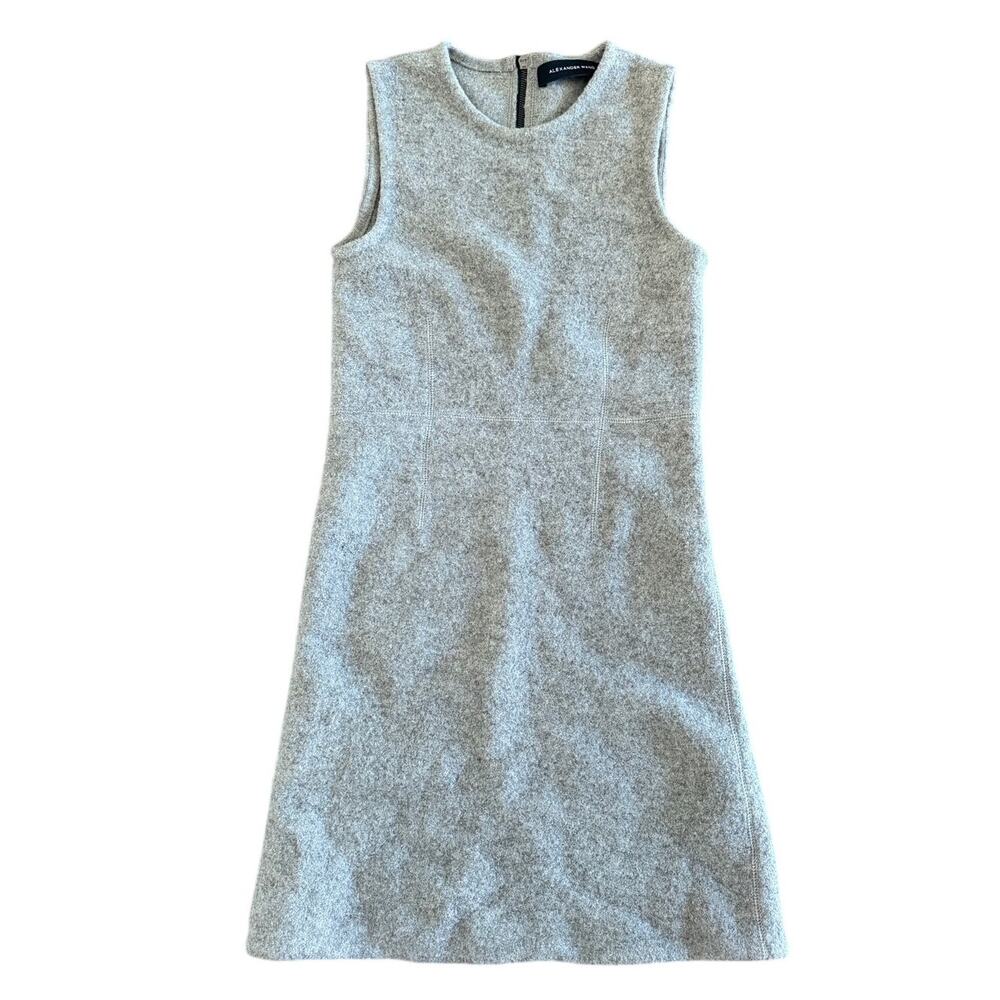 Alexander Wang Gray Boiled Wool Sleeveless Crewneck Mini Shift Dress